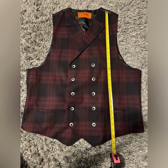 Men Italian maid statement Stylish Plaid Double-Breasted Vest - Picture 4 of 5
